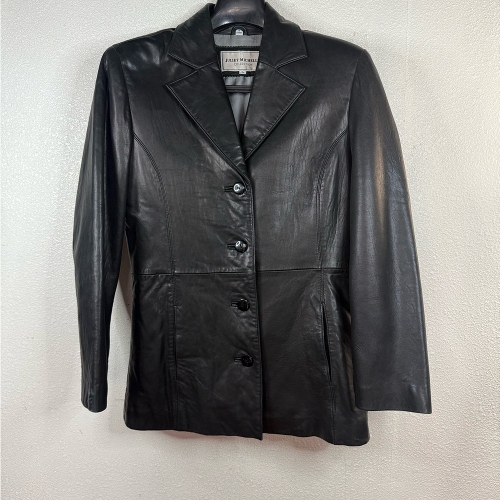 Jones New York Women's Black Leather Jacket